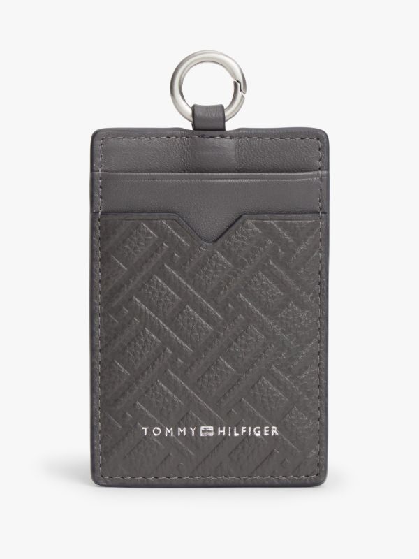 Modern Flag Leather Card Holder — Grey
