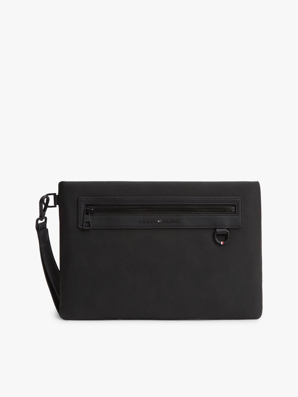 Tonal Metal Logo Pouch — Black