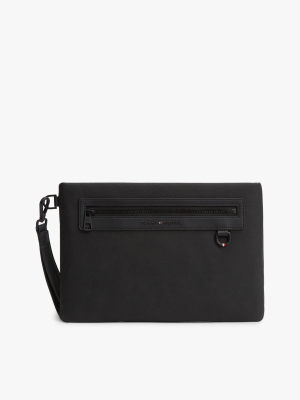 Tonal Metal Logo Pouch — Black