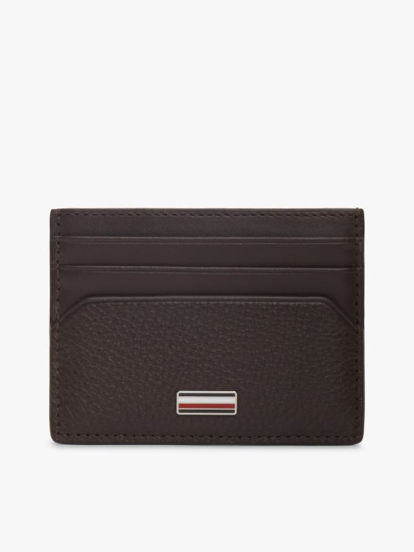 Leather Signature Plaque Card Holder — Brown