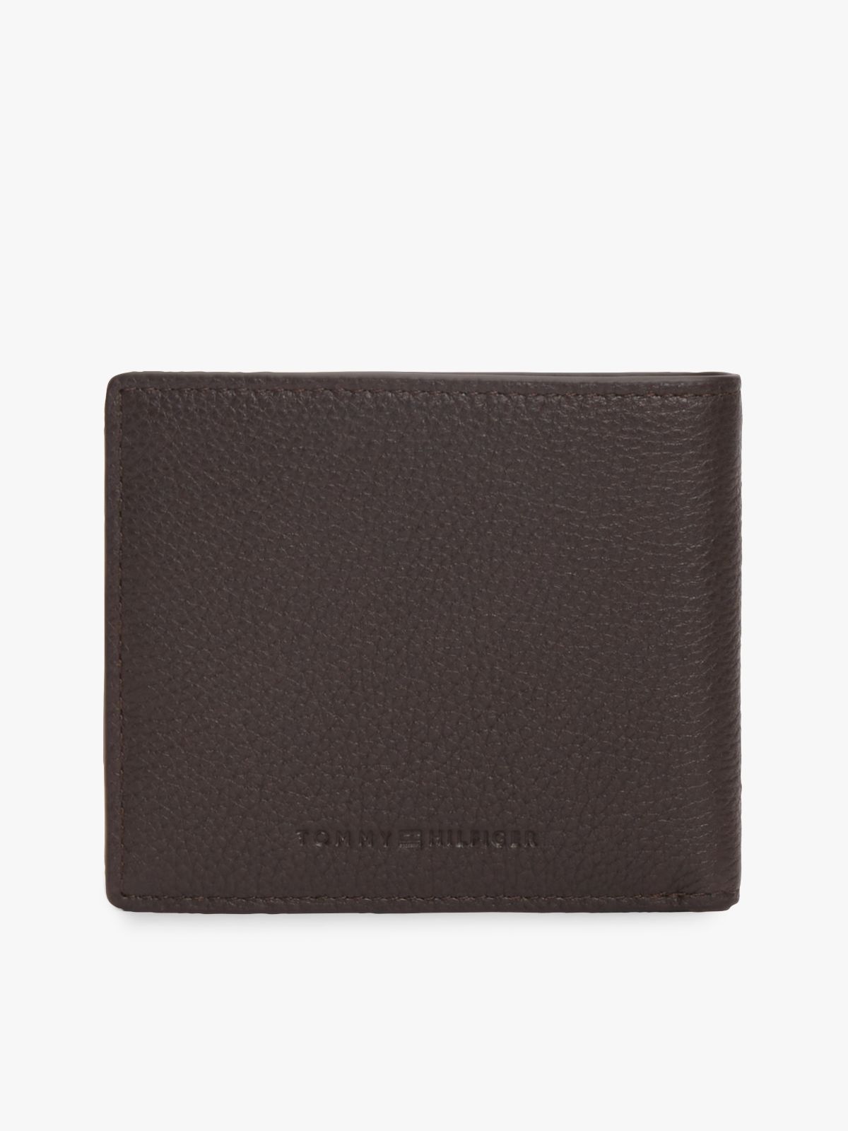 Leather Signature Plaque Bifold Wallet — Brown