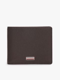 Leather Signature Plaque Bifold Wallet — Brown 1