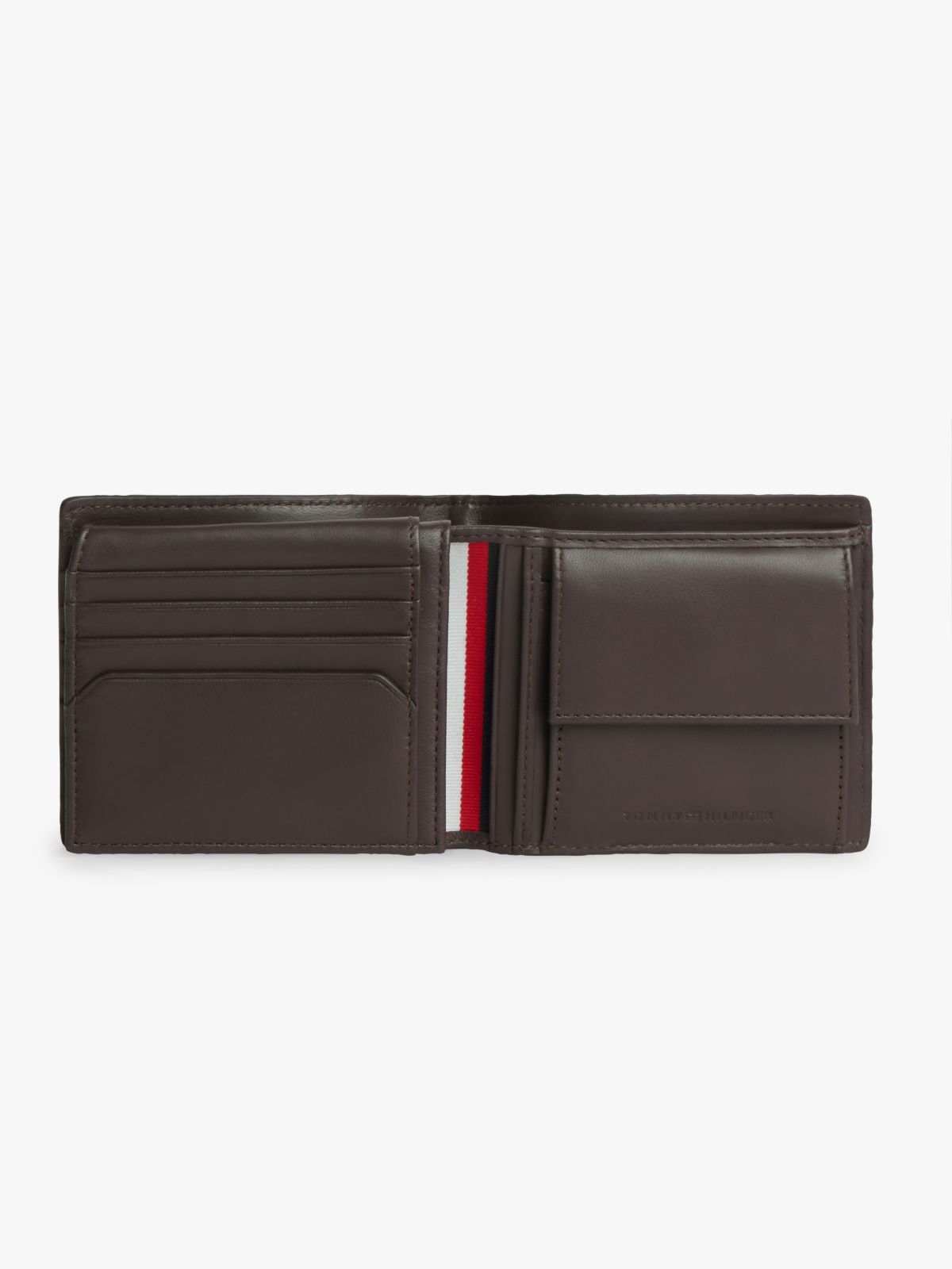 Credit Card And Coin Leather Bifold Wallet — Brown