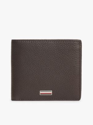 portefeuille à deux volets en cuir brown pour hommes tommy hilfiger