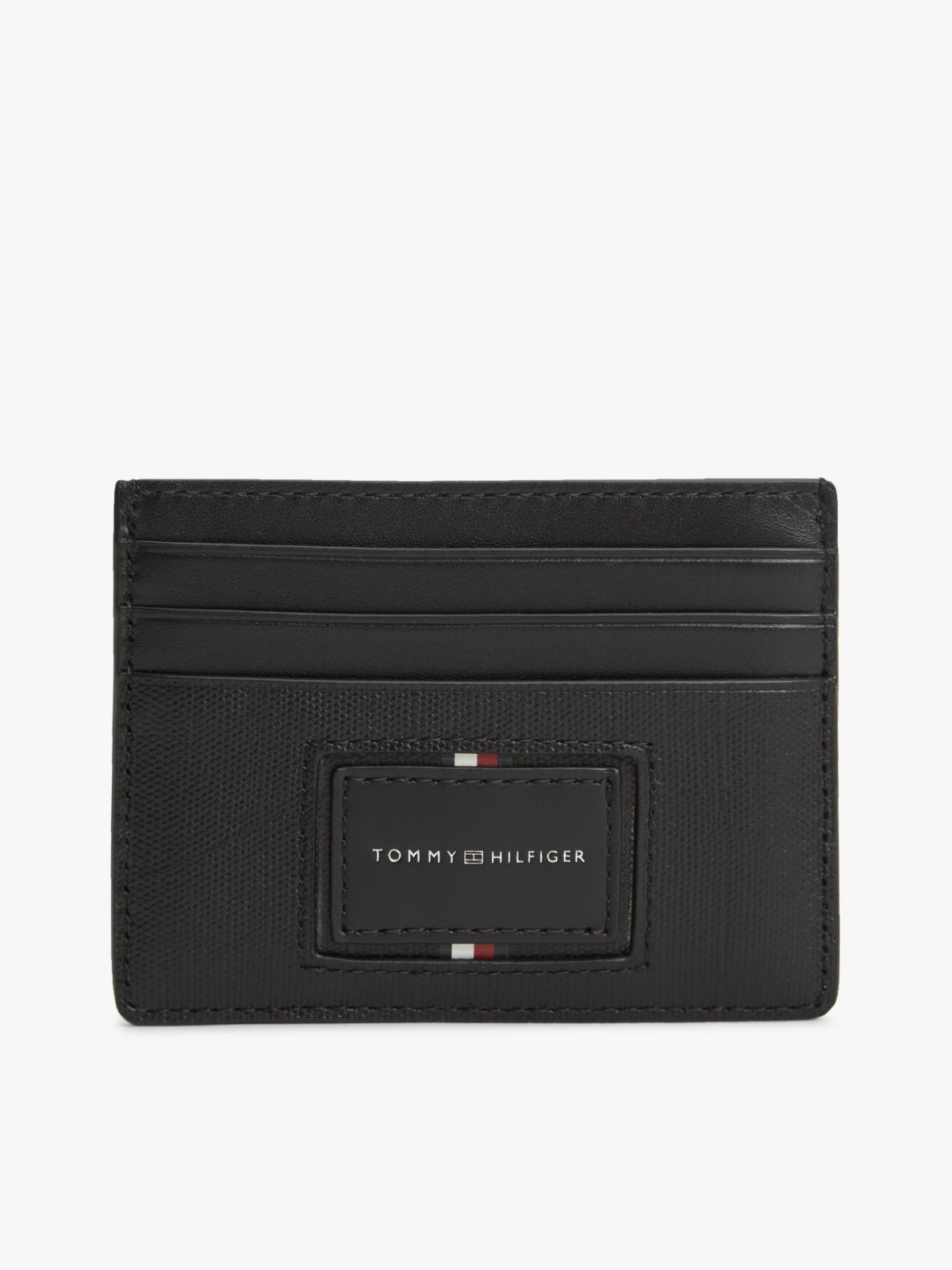 Leather Caviar Grain Card Holder — Black