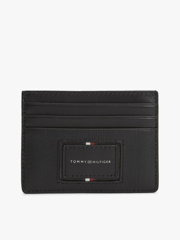 Leather Caviar Grain Card Holder — Black
