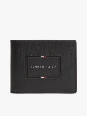 portefeuille à deux volets en cuir black pour hommes tommy hilfiger