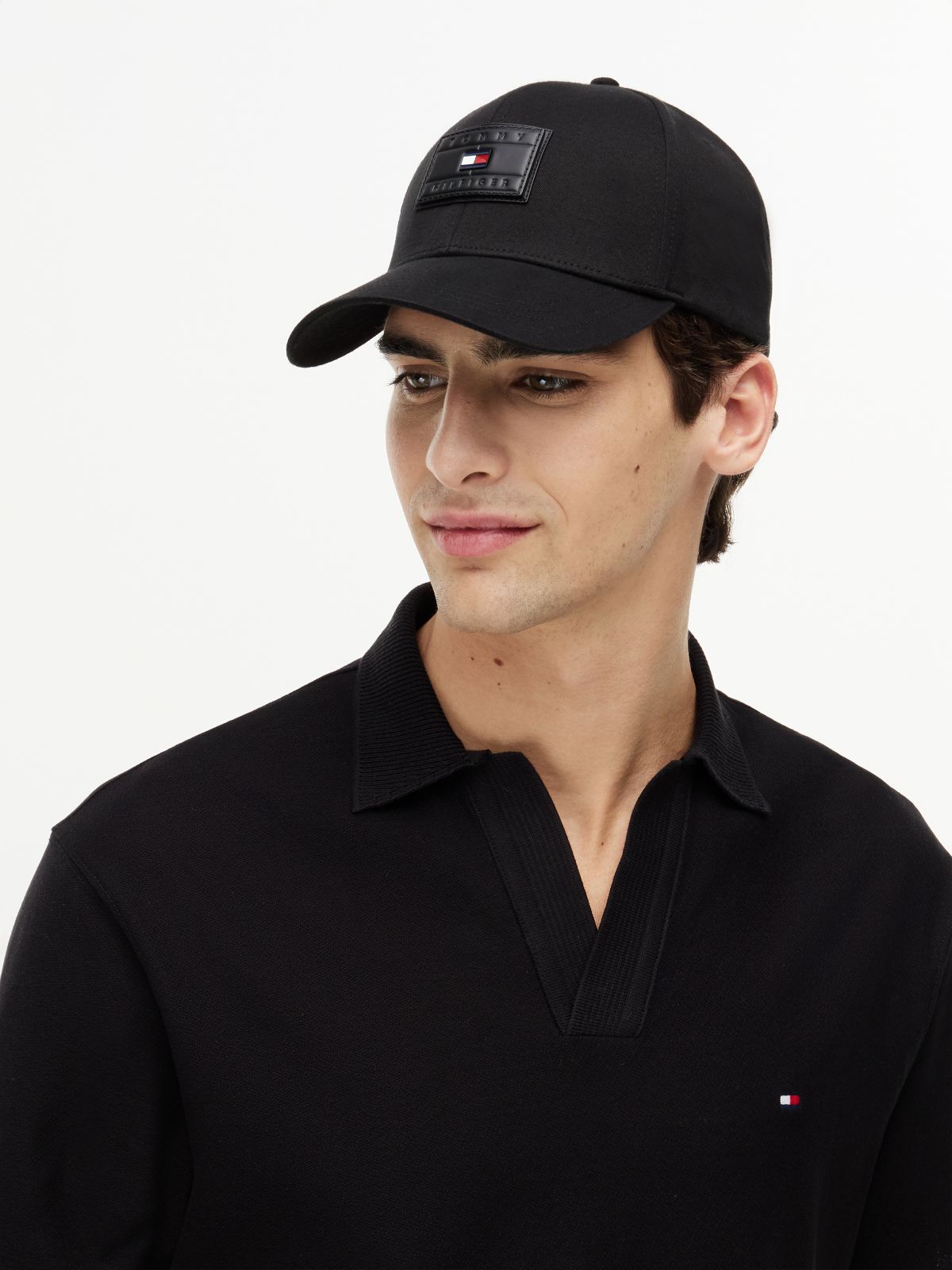 Hilfiger Flag Patch Gabardine Baseball Cap — Black