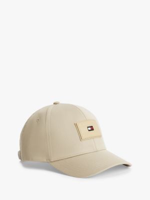 khaki hilfiger flag patch gabardine baseball cap for men tommy hilfiger