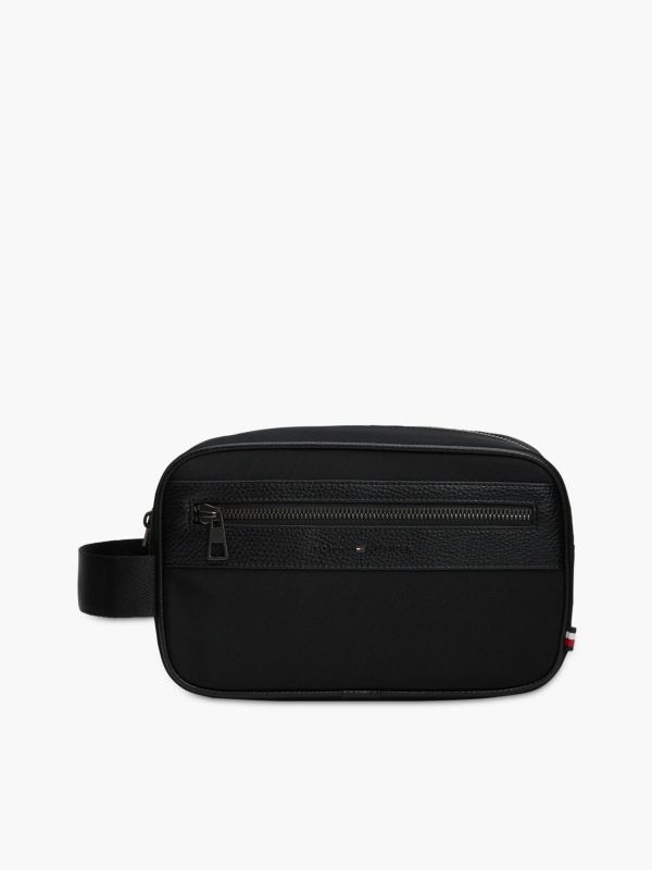 Water Resistant Zip Washbag — Black