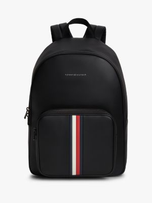 mochila con cinta distintiva y logo black de hombres tommy hilfiger