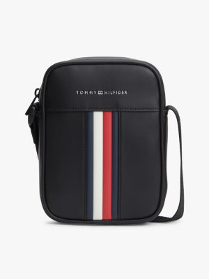 sac reporter à bandoulière et bande emblématique black pour hommes tommy hilfiger