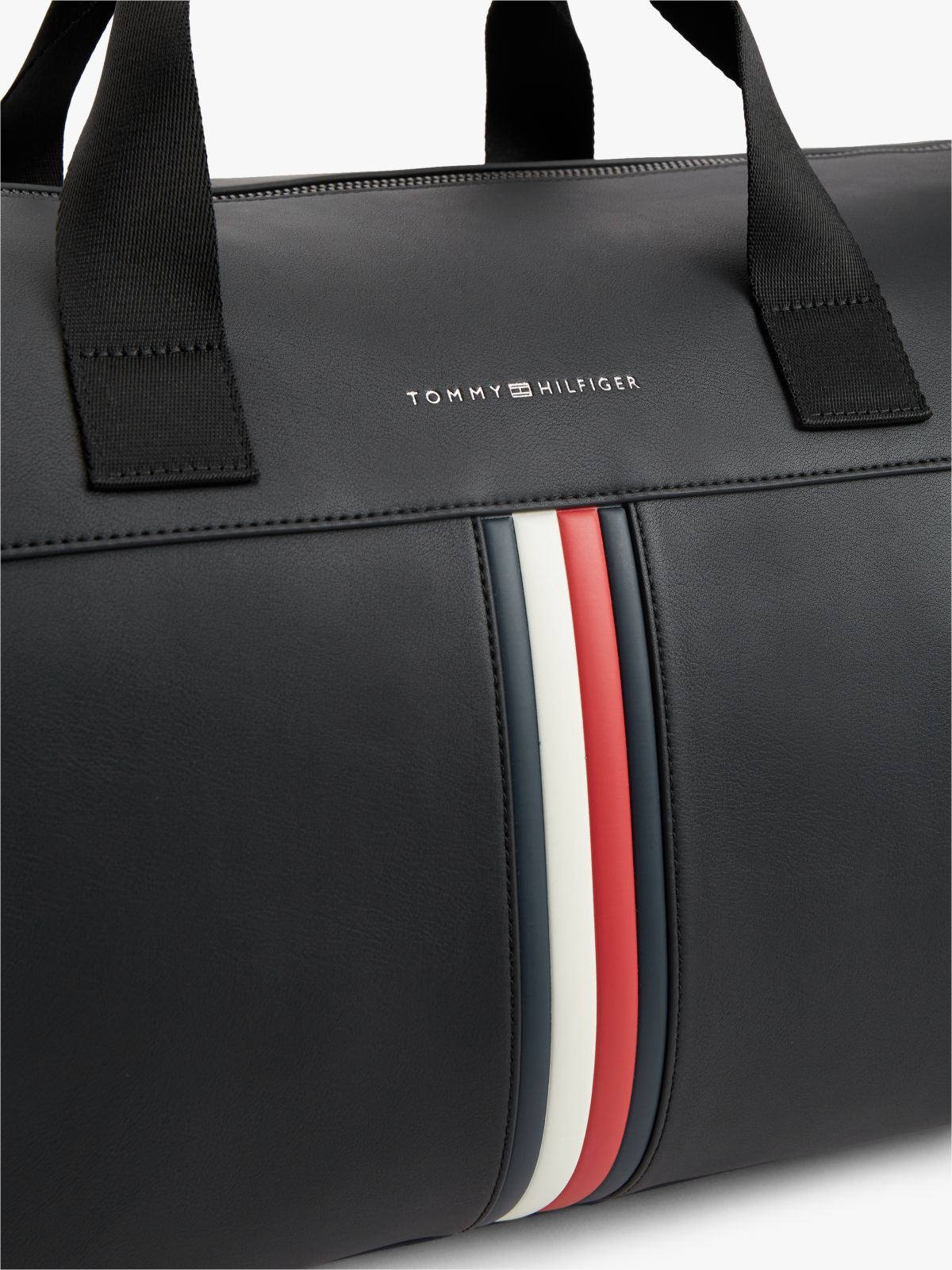 Metallic Logo Signature Tape Duffel Bag — Black