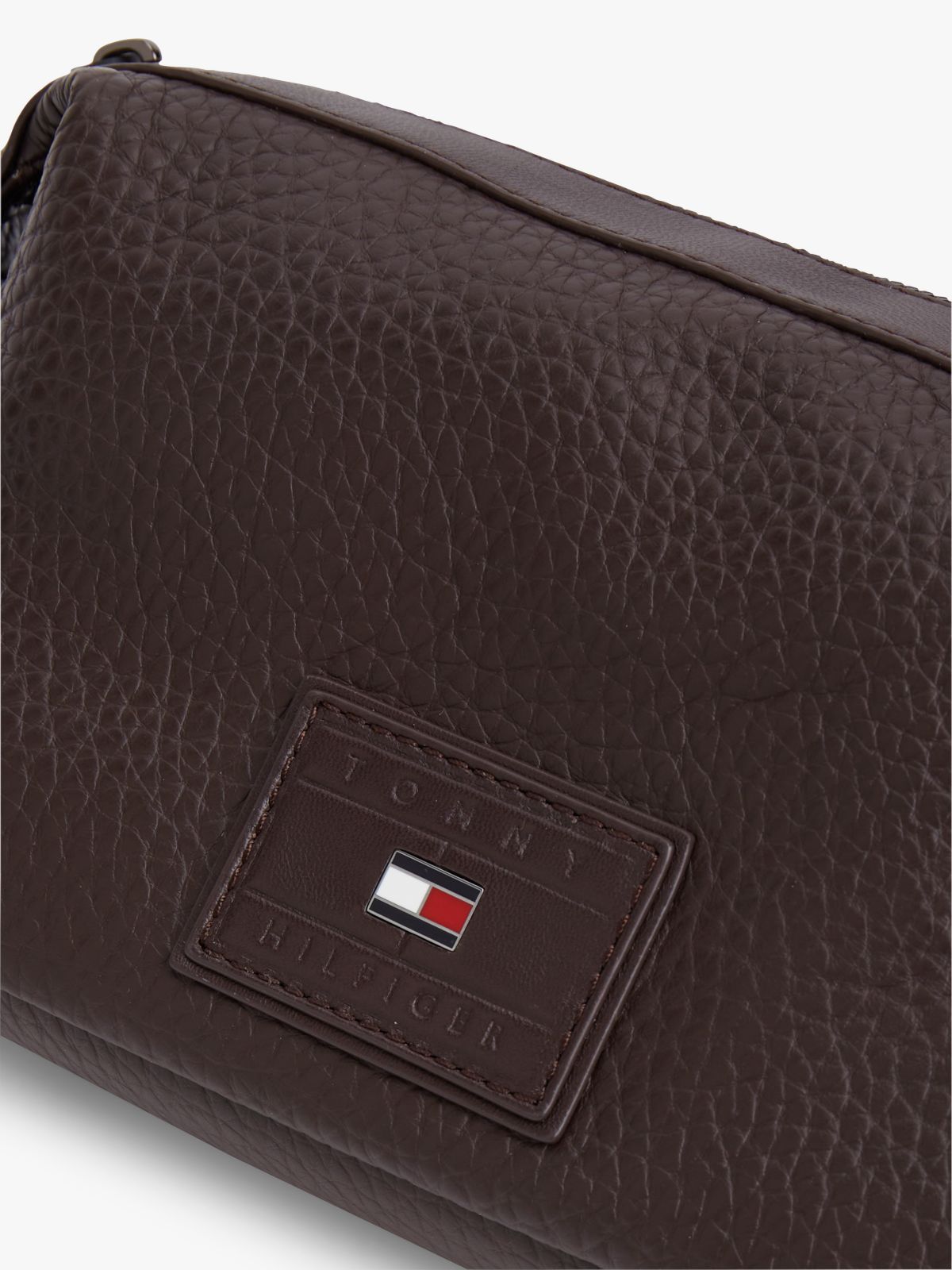 Logo Leather Crossbody Camera Bag — Brown