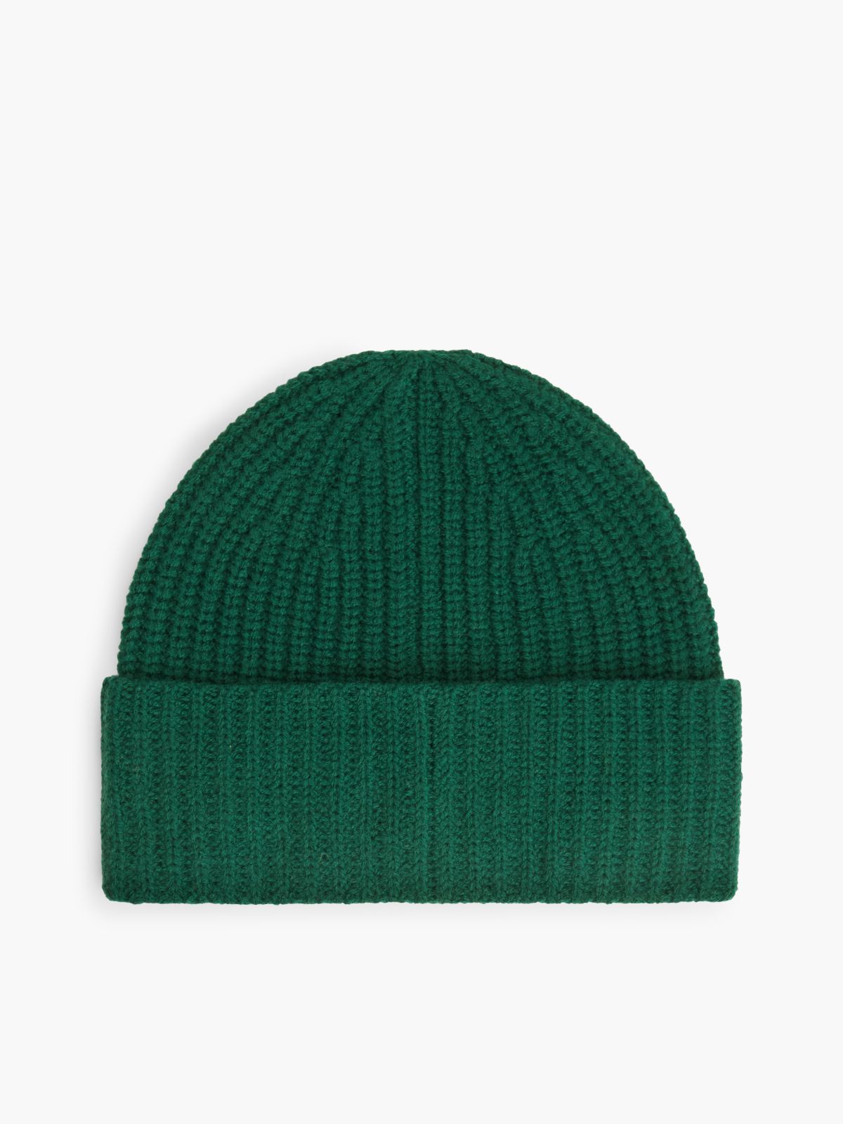 Pure Wool Chunky Rib-Knit Beanie — Green
