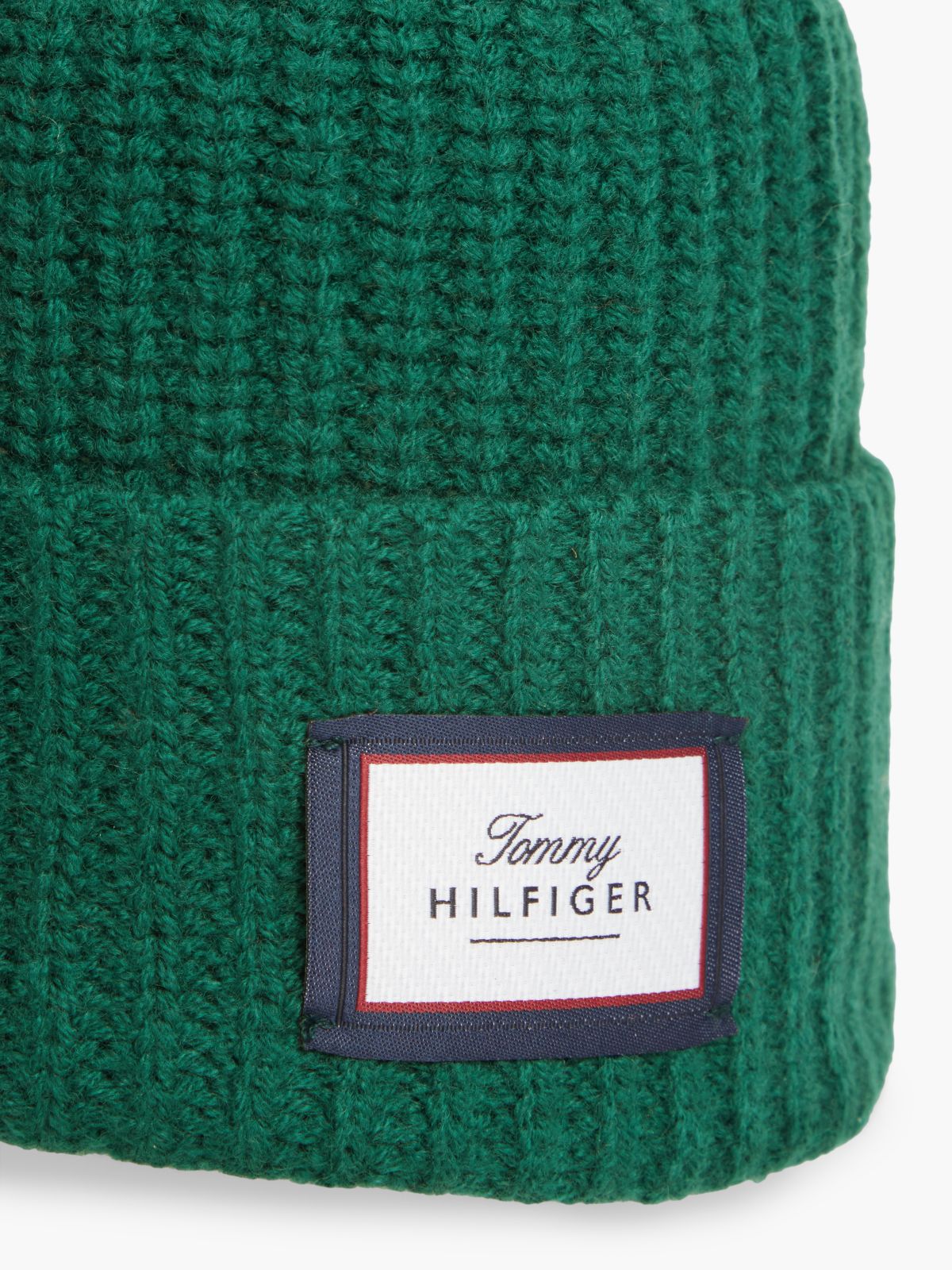 Pure Wool Chunky Rib-Knit Beanie — Green