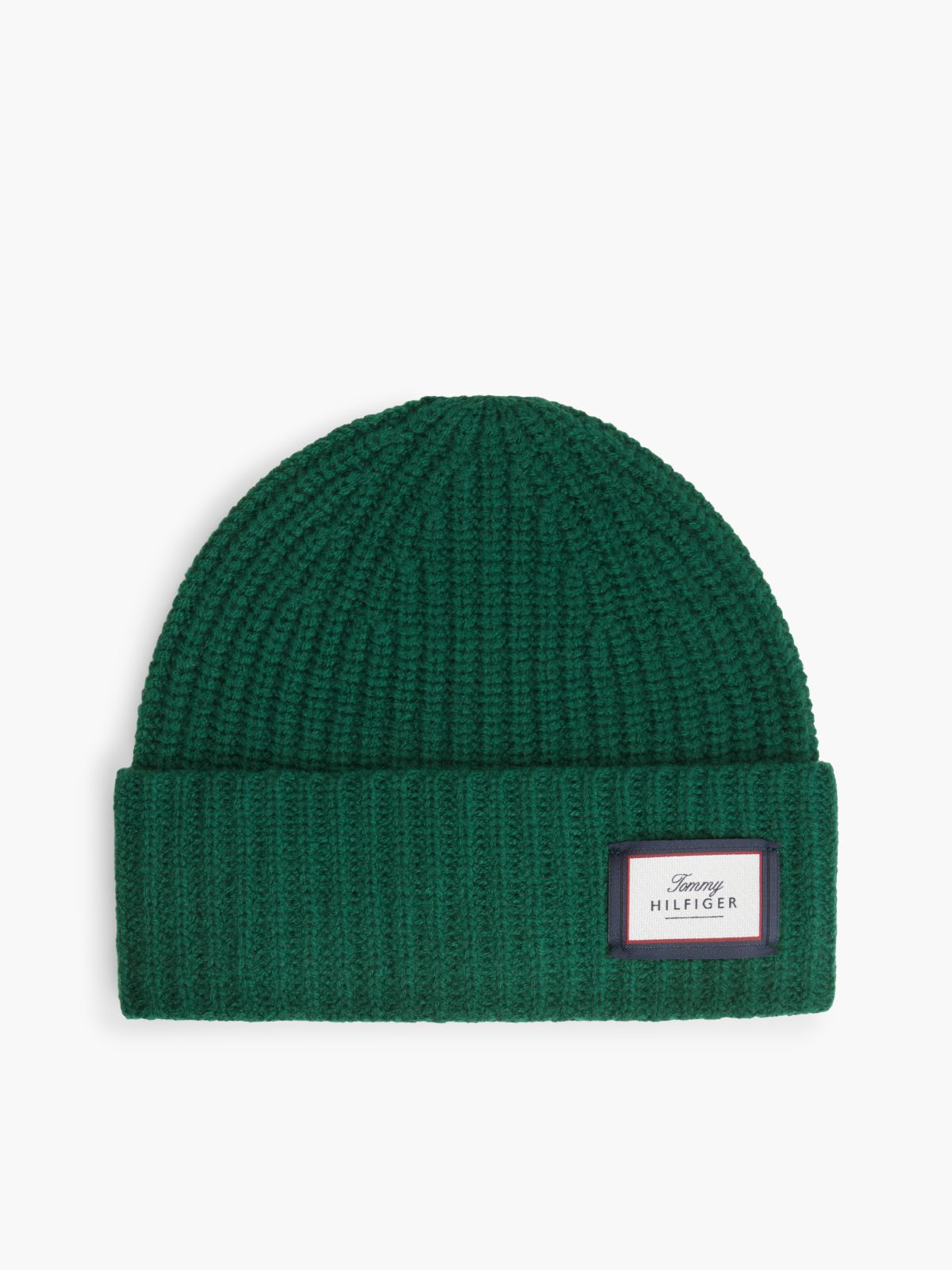Pure Wool Chunky Rib-Knit Beanie — Green