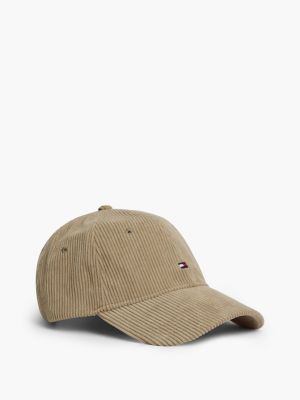 beige hilfiger flag corduroy baseball cap for men tommy hilfiger