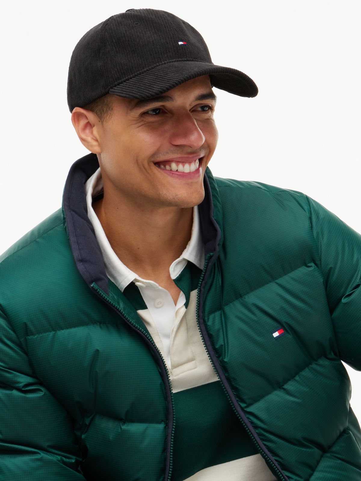 Hilfiger Flag Corduroy Baseball Cap — Black