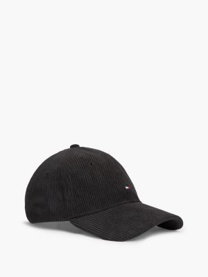 black hilfiger flag corduroy baseball cap for men tommy hilfiger