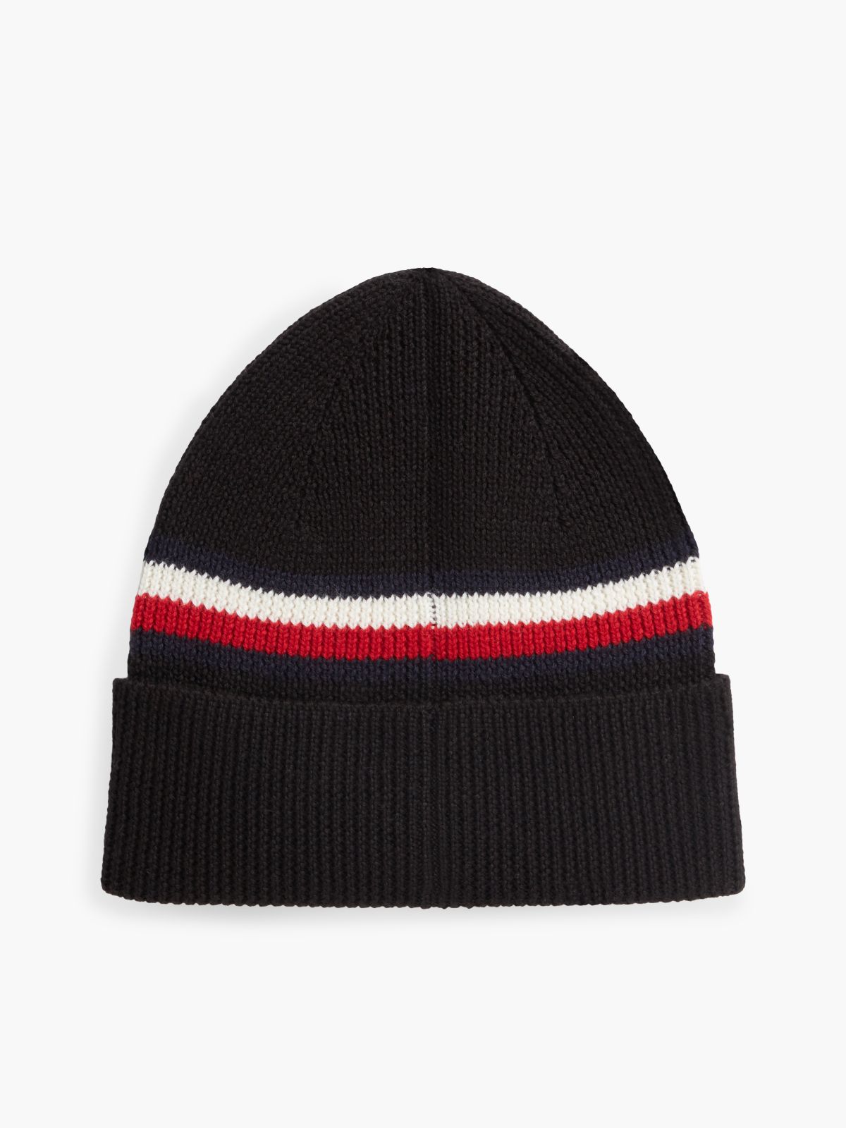 Wool Blend Global Stripe Beanie — Black