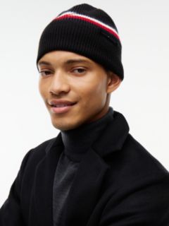 Wool Blend Global Stripe Beanie — Black 4