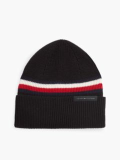 Wool Blend Global Stripe Beanie — Black 1