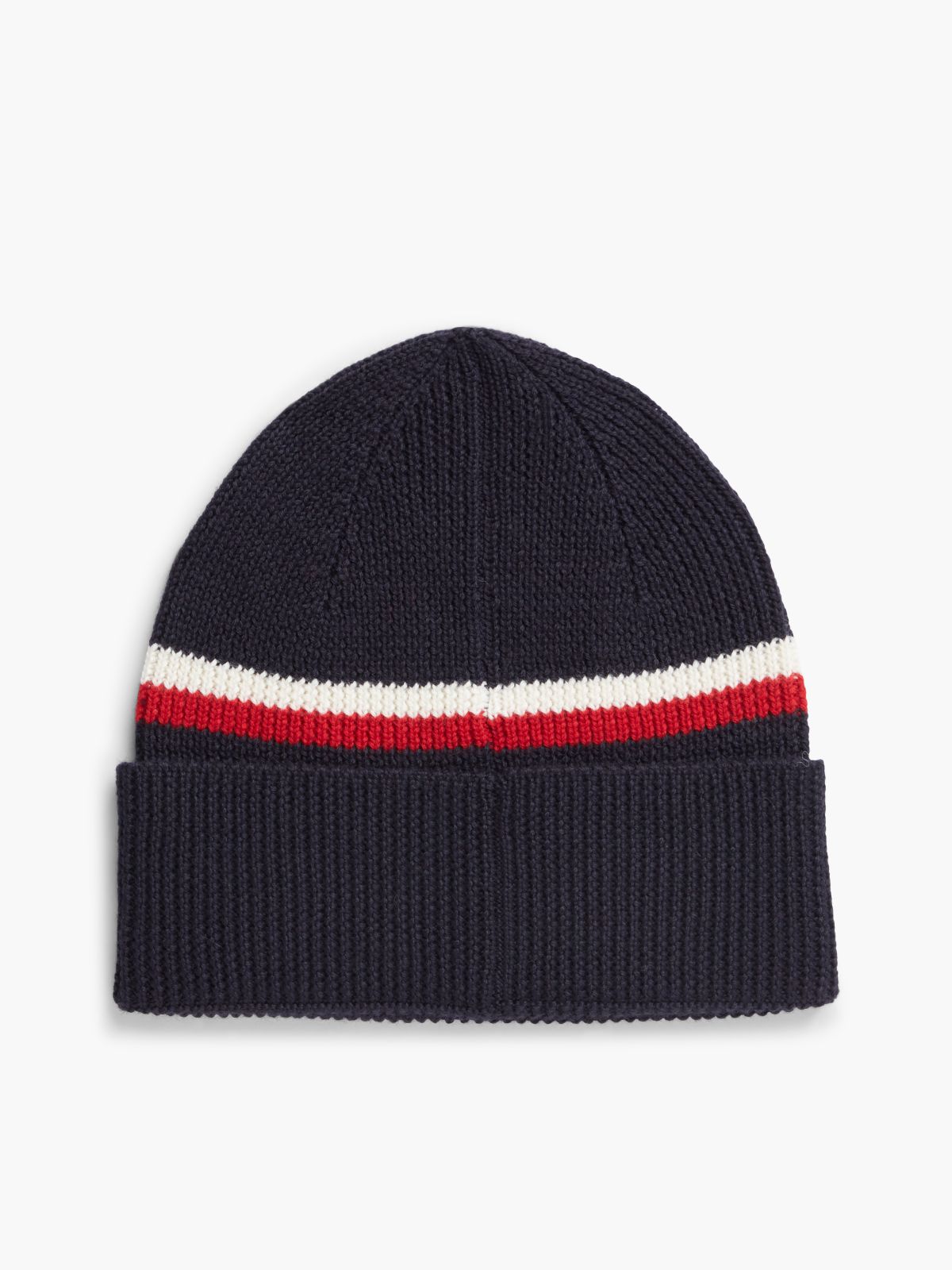 Wool Blend Global Stripe Beanie — Blue