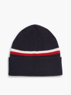 Wool Blend Global Stripe Beanie — Blue 2