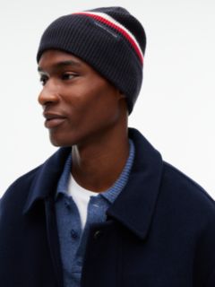 Wool Blend Global Stripe Beanie — Blue 4