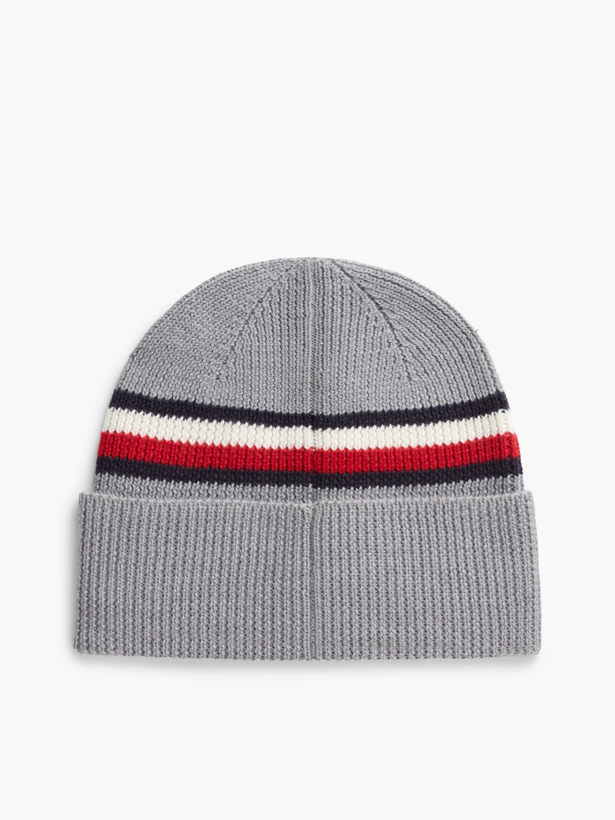 Wool Blend Global Stripe Beanie — Grey