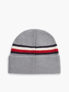 Wool Blend Global Stripe Beanie — Grey 2