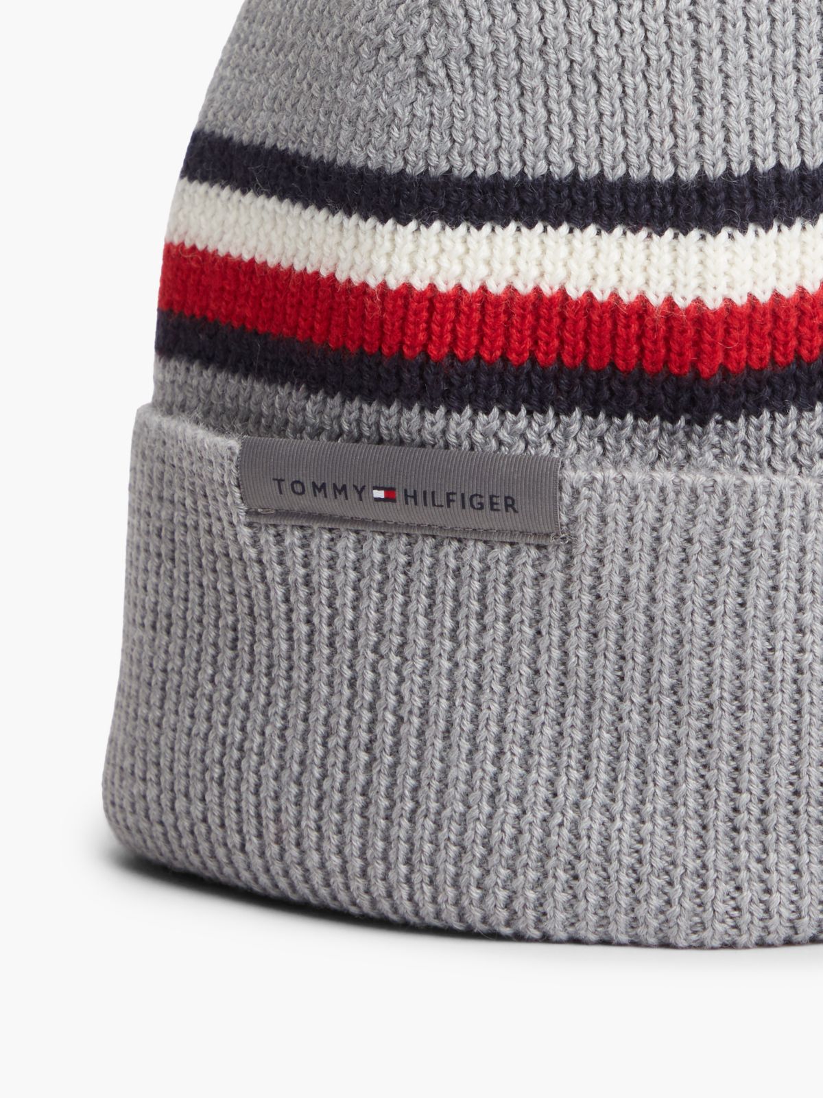 Wool Blend Global Stripe Beanie — Grey
