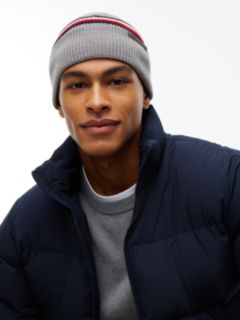 Wool Blend Global Stripe Beanie — Grey 4