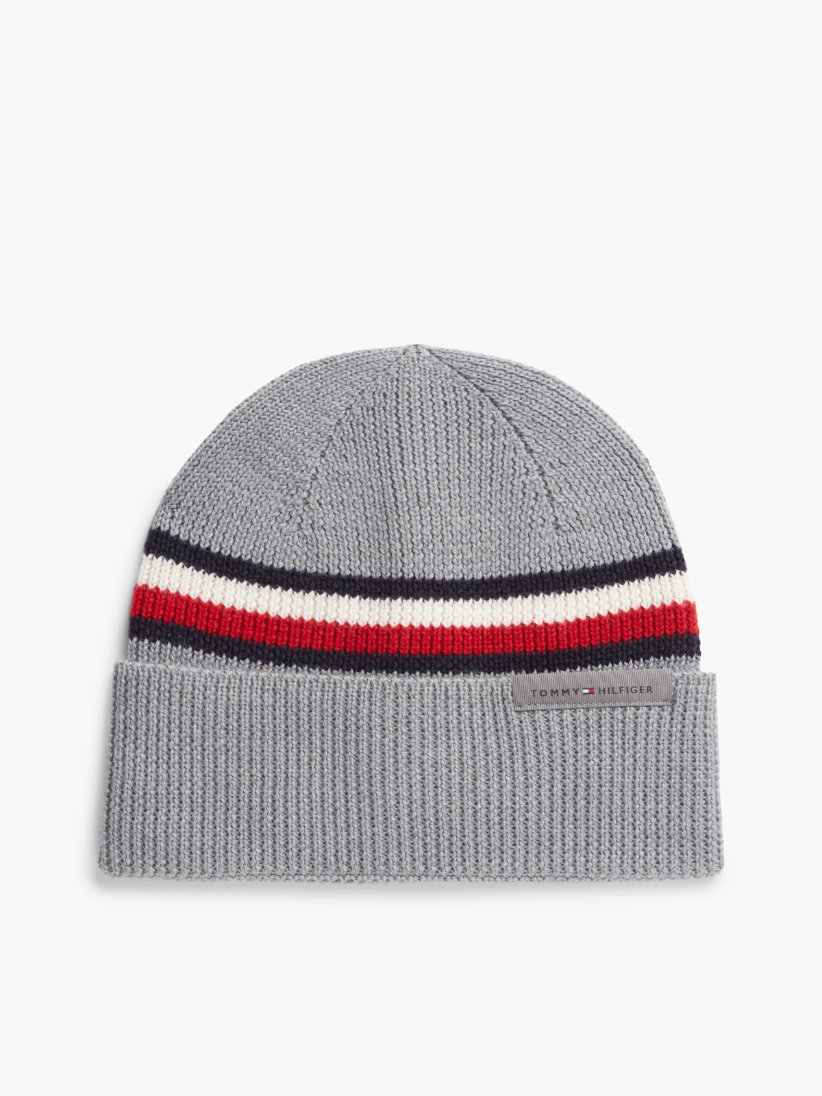 Wool Blend Global Stripe Beanie — Grey