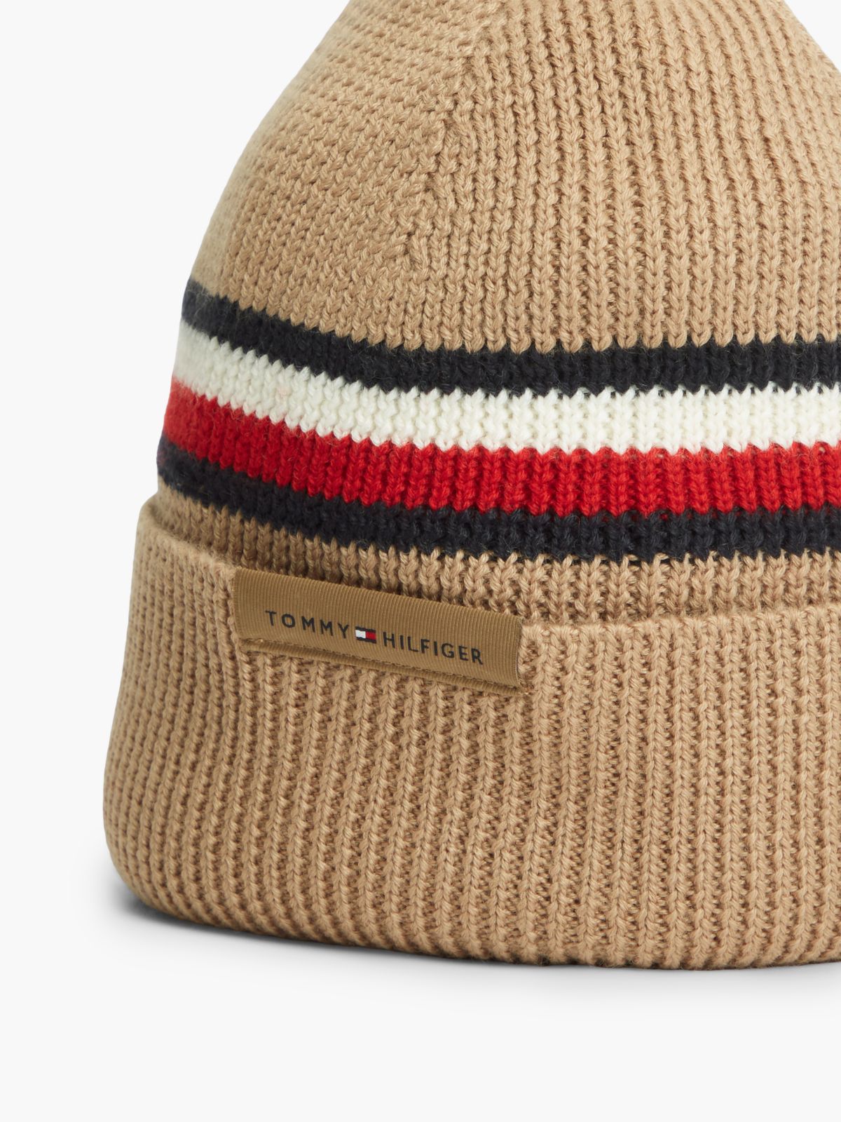 Wool Blend Global Stripe Beanie — Khaki
