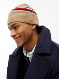 Wool Blend Global Stripe Beanie — Khaki 4