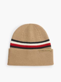 Wool Blend Global Stripe Beanie — Khaki 1