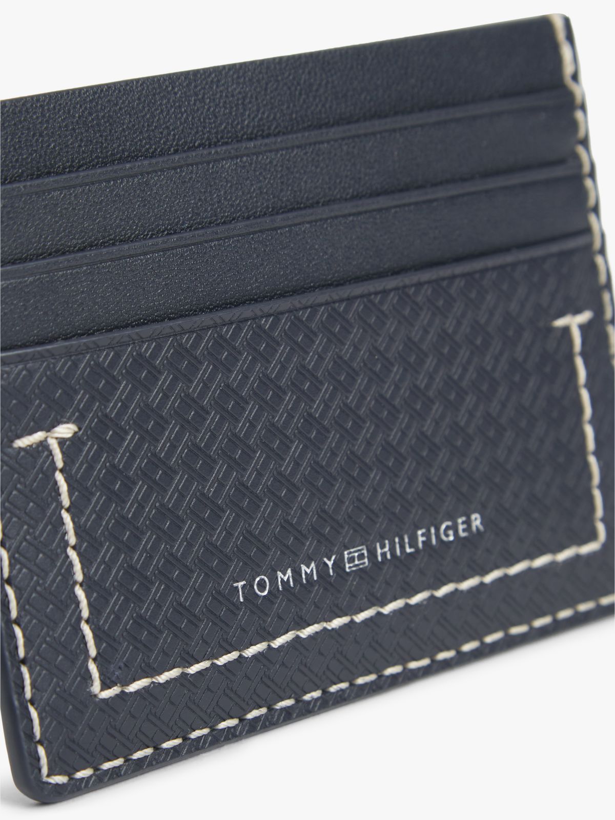 Embossed Flag Leather Credit Card Holder — Blue