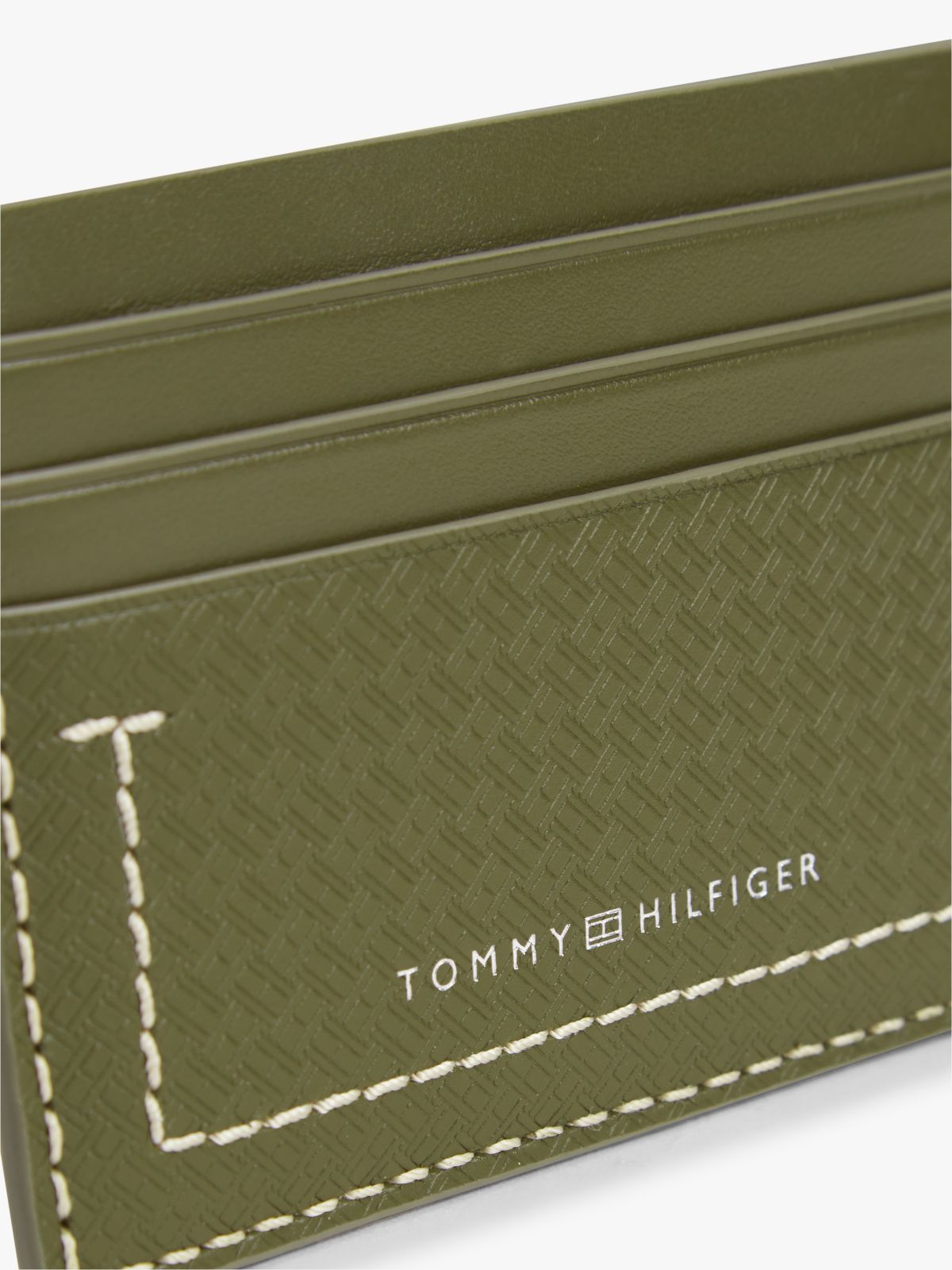 Embossed Flag Leather Credit Card Holder — Green