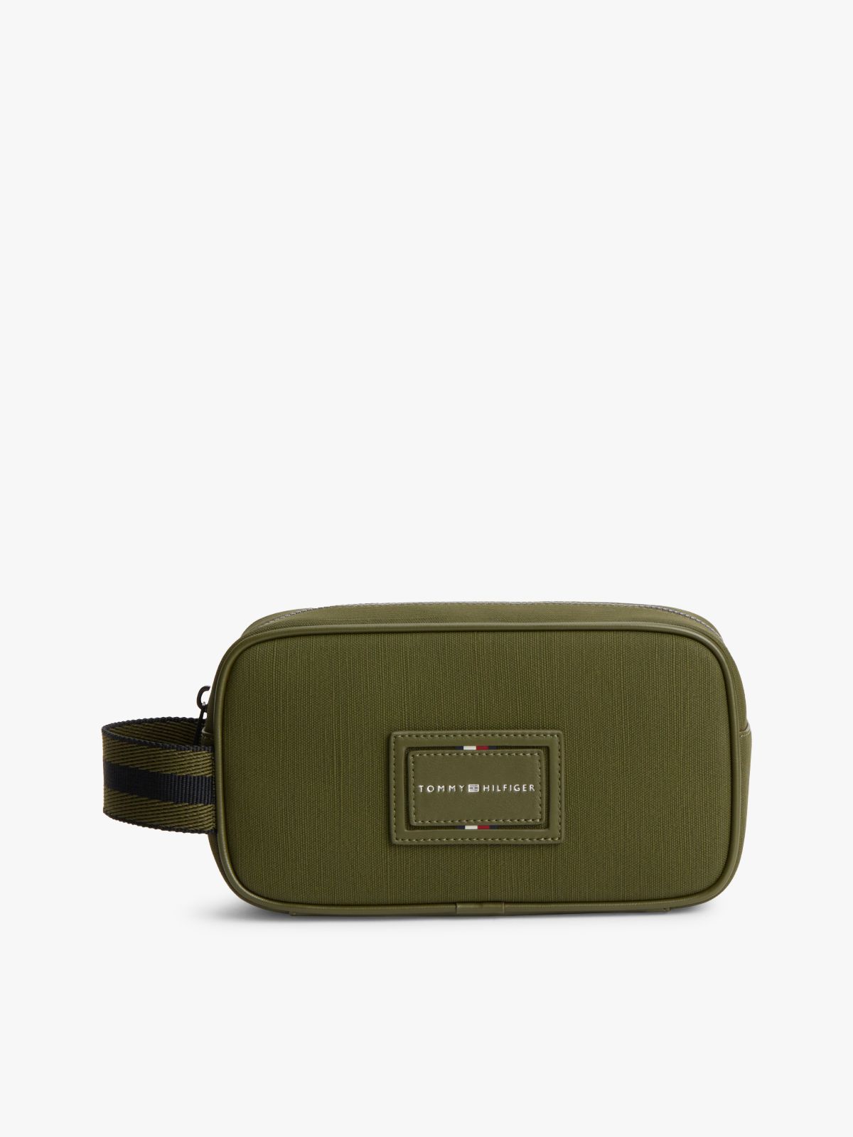 Textile Logo Patch Washbag — Green