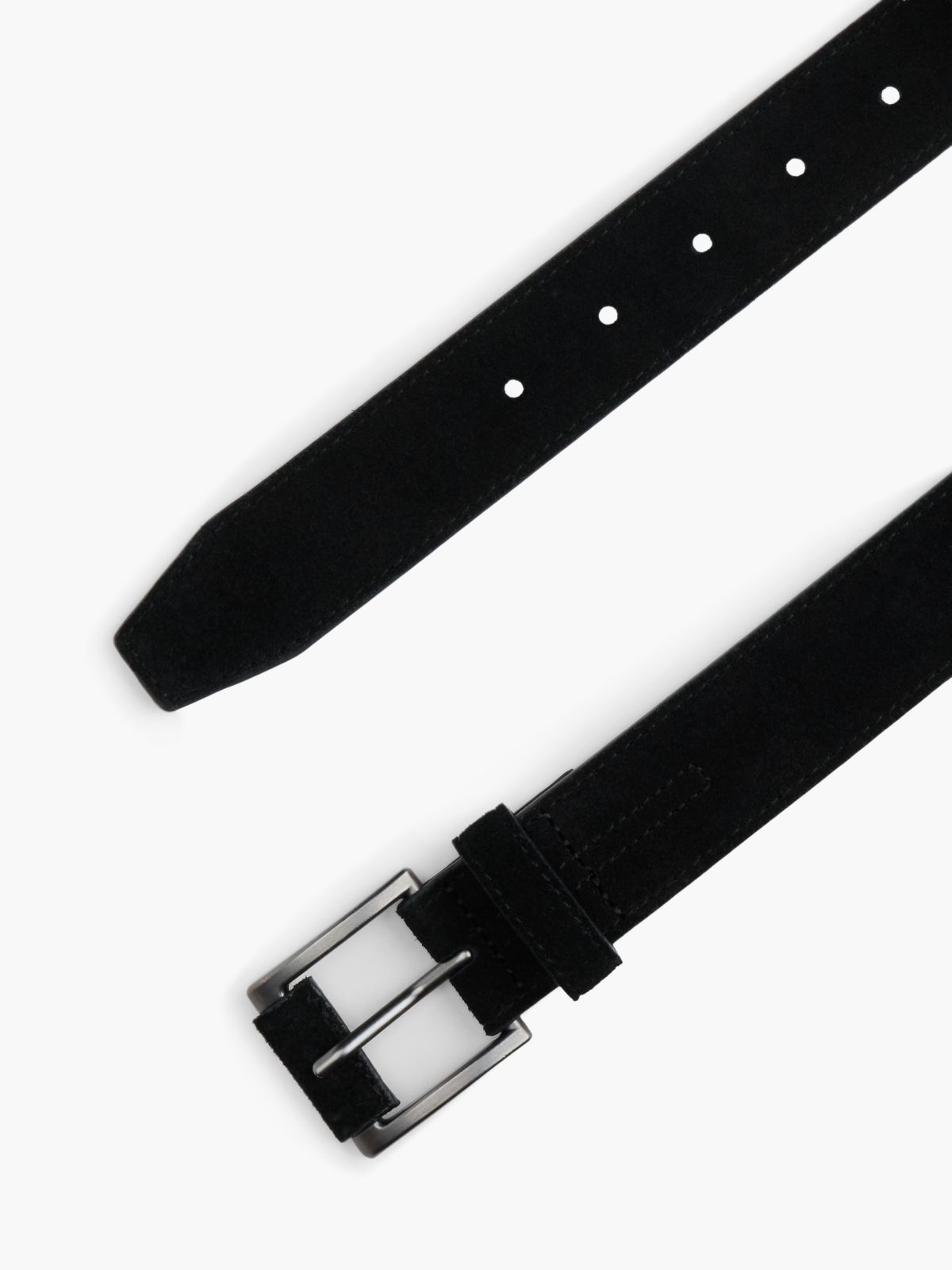 Suede Enamel Flag Rectangular Buckle Belt — Black