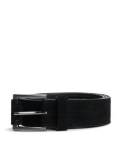 Suede Enamel Flag Rectangular Buckle Belt — Black 5