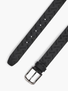 Flag Embossed Square Buckle Leather Belt — Black 2