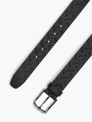 black flag embossed square buckle leather belt for men tommy hilfiger