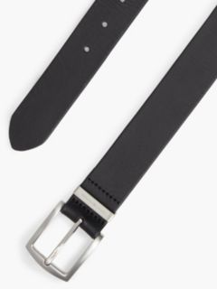 Denton Square Buckle Leather Belt — Black 3