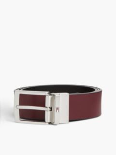 Textured Leather Reversible Square Buckle Belt — Black 7