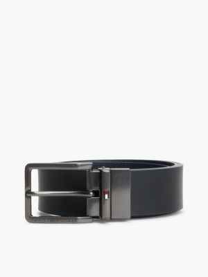 ceinture réversible en cuir texturé bleu pour hommes tommy hilfiger