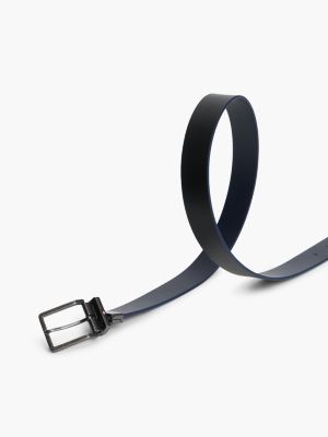 ceinture réversible en cuir texturé blue pour hommes tommy hilfiger