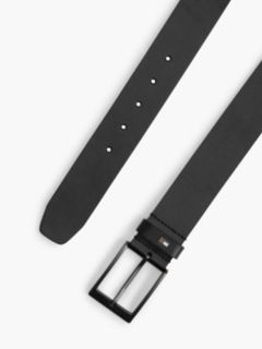 Leather Tonal Rectangular Buckle Belt — Black 3